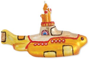 YELLOW SUBMARINE GLASS ORNAMENT