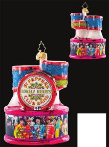 BEATLES SGT. PEPPER DRUM GLASS ORNAMENT