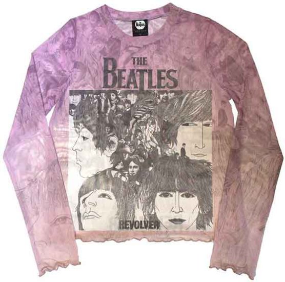 LADIES BEATLES REVOLVER LONG SLEEVE CROP TOP - Click Image to Close