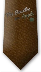 BROWNISH BEATLES ON APPLE SILK TIE